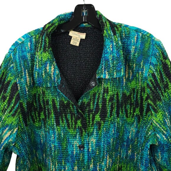 Choices Woman Reversible Jacket Size 1X Jewel Tone Abstract Pucker Knit Artsy - Picture 11 of 16